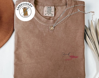 Comfort Colors Shirt, Embroidered Red Wine T-Shirt, Adult Shirt, Drinking Shirt, Wine Lover Shirt, Minimalist T-Shirt for Woman Men