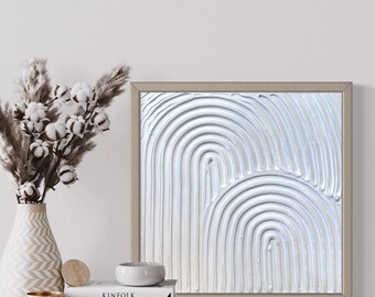Weiße Mini Texture Wand Kunst | Abstrakte Malerei |  Regal Dekor | Bogen texturierte Kunst |  Minimalistische Wandkunst |  Moderne Kunst