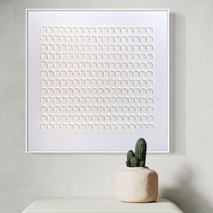 Weißes strukturiertes abstraktes Gemälde: Minimalistische handgemachte Wandkunst (60 x 60 cm)