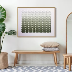 Olive green gradient abstract painting | Textured geometric wall art canvas | Handmade framed artwork | Modern home decor