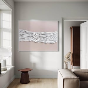 3D ウォール アート ファブリック 彫刻 | ベージュと白のアート | ビデオ 30 x 40 インチ | 抽象画 | モダンな質感の壁装飾 | 彼女への贈り物