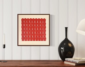 Kleine Rote Textur Kunst | Herbstliche Farben | Rot- und Beigetönen | Bandkunst | Wanddekor | Bögen Kunst | Abstrakte Malerei | Fotogröße 30 x 30 cm