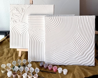Abstract Textured Canvas Coloring Kit: Set of 3 DIY Art Canvases