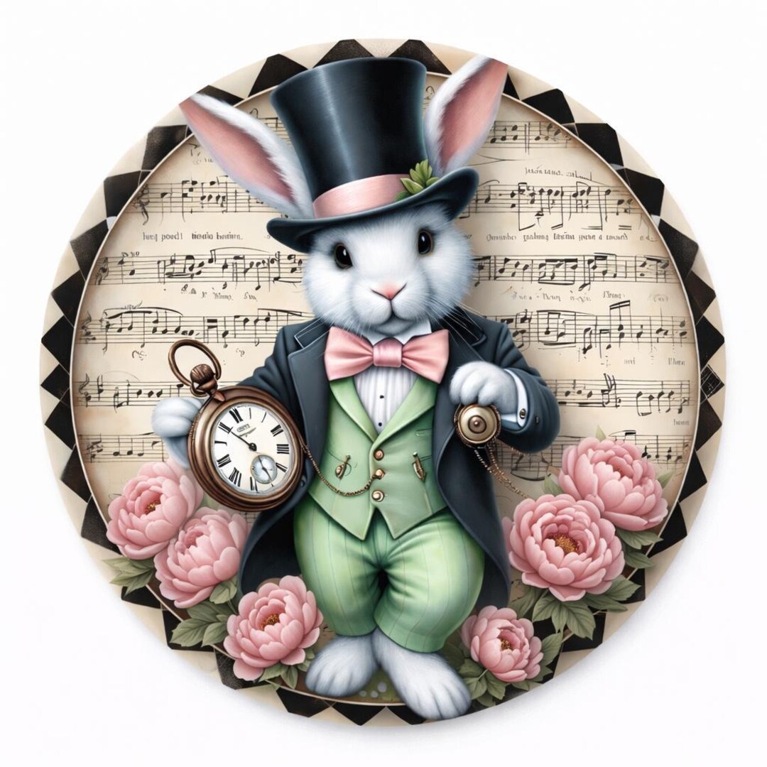 Easter Rabbit Round Easter Bunny Round Sign - Etsy