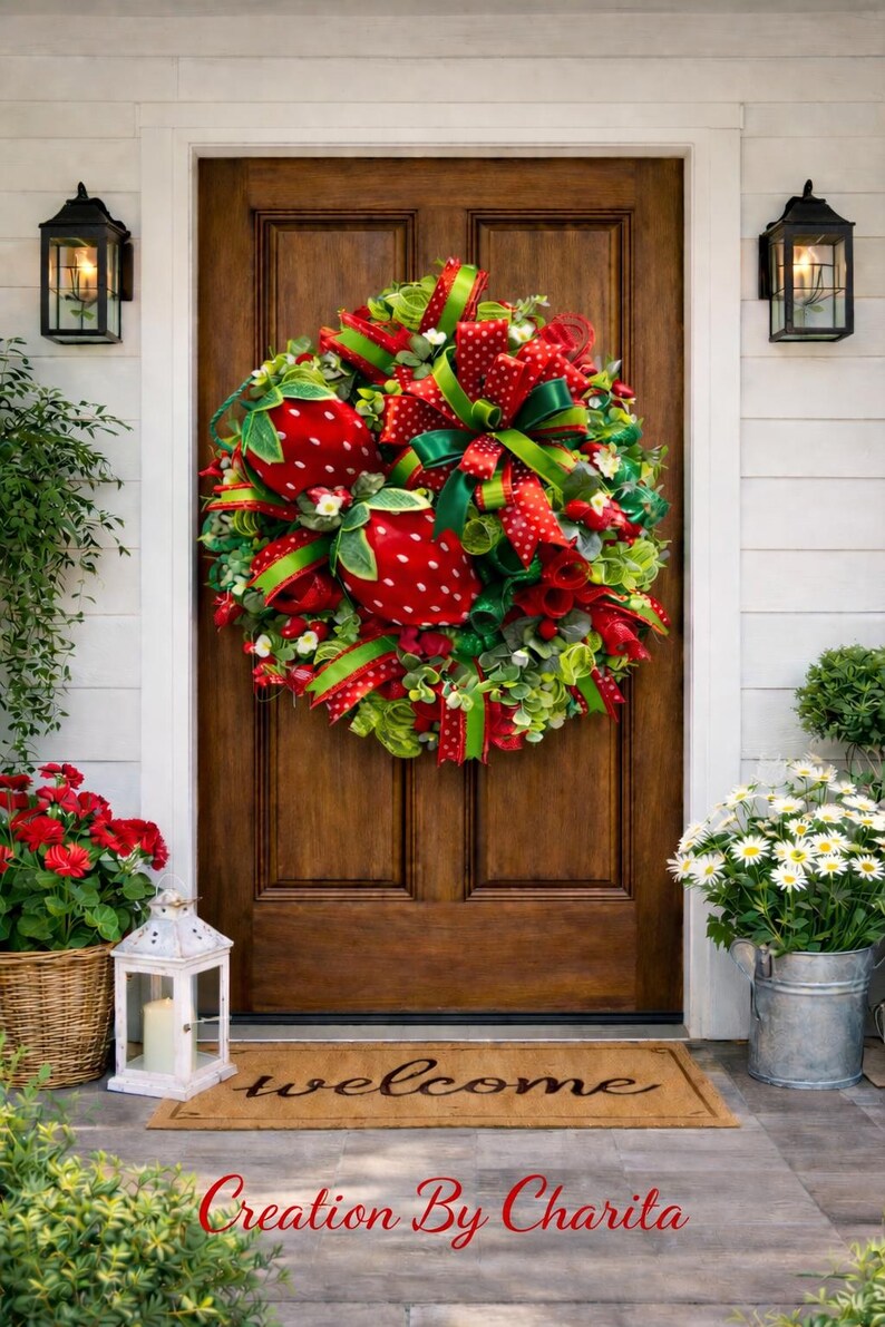 Strawberry Summer Wreath - Etsy