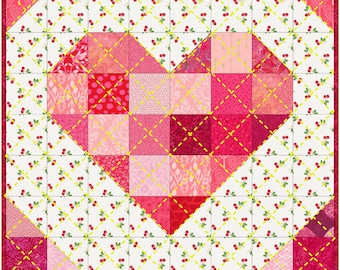 Scrappy Heart | Valentine's Quilted Wall Hanging Pattern | Instant Printable Download