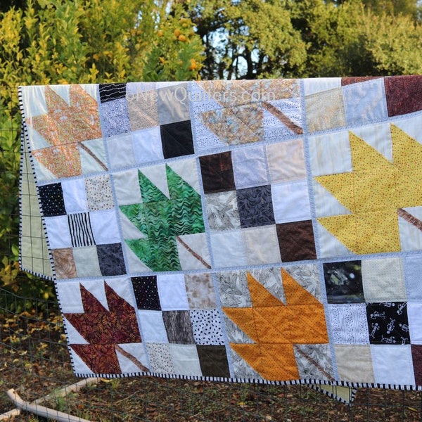 Maple Leaf Nine Patch Quilt-as-You-Go Pattern PDF Download