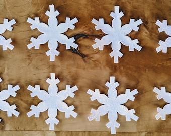 4" Iron-On Snowflake Appliques Set of 8 | Ready to Use | Precision Cut Cotton Backed with Fusible Web |