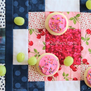 Plate of Cherries Disapearing Nine-Patch Quilt Pattern Table Runner Instant PDF Download image 4