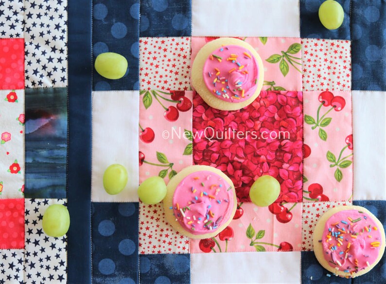 Plate of Cherries Disapearing Nine-Patch Quilt Pattern Table Runner Instant PDF Download image 4