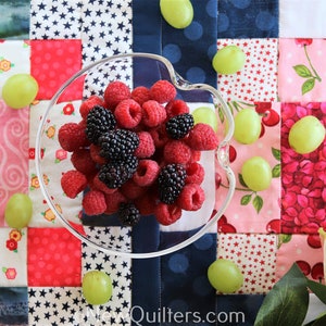 Plate of Cherries Disapearing Nine-Patch Quilt Pattern Table Runner Instant PDF Download image 5