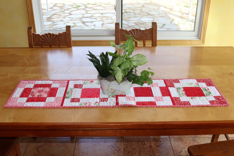 Plate of Cherries Disapearing Nine-Patch Quilt Pattern Table Runner Instant PDF Download image 6