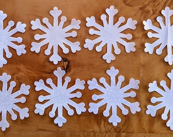 5" Iron-On Snowflake Appliques Set of 8 | Ready to Use | Precision Cut Cotton Backed with Fusible Web |