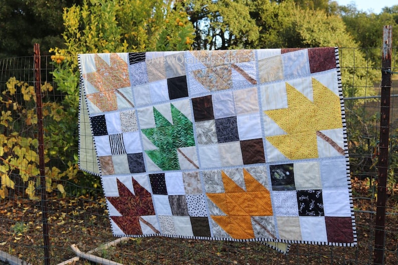 Maple Leaf Nine Patch Quilt-as-You-Go Pattern PDF Download image 1