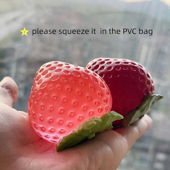 Handmade Strawberry Taba Squishy: Food-Grade Silicone, Fidget Stress Relief Toy,  Hand-Exercise Gift, Kids,  Sticky