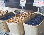 French Country, Berry Photograph, Kitchen Decor, Farmers Market, Blueberries, Rustic Farmhouse, Beige, Blue, Art Print, Fine Art Photography