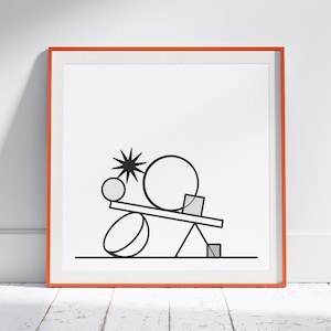 Balance I - Póster decorativo para el hogar/arte mural - Ilustración gráfica minimalista - Póster cuadrado u horizontal sin marco + Envío gratis