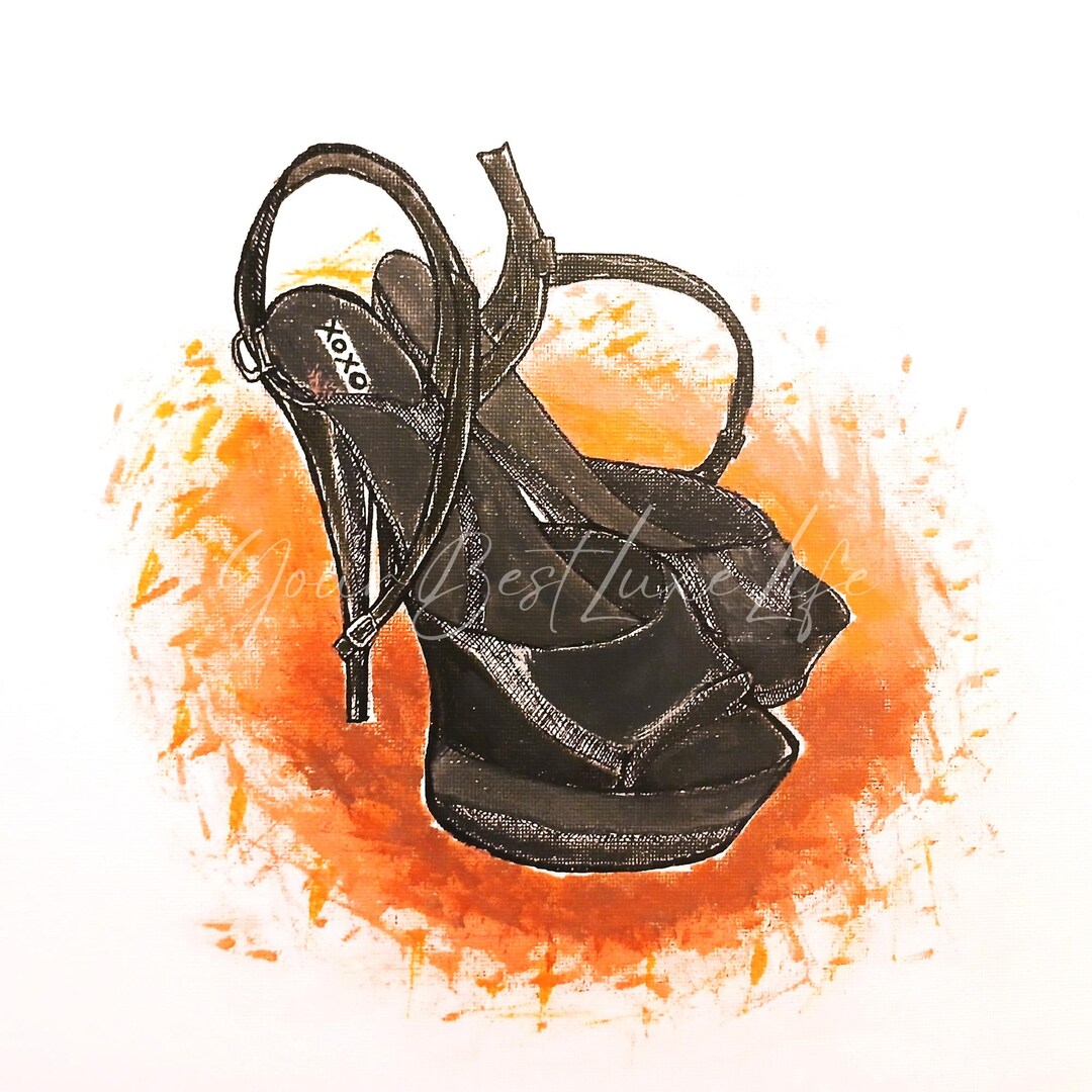 High Heel Shoes, Black Stiletto Shoes, Wall Art Square Picture, Shoe ...