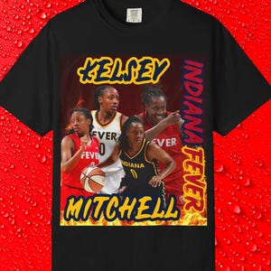 Kelsey Mitchell Flames T-Shirt: Indiana Fever Team Colors Tee