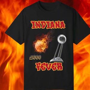 Indiana Fever Basketball Flames Unisex Garment-Dyed T-shirt, Championship Trophy, Inaugural Year, Team Colors, Fan Apparel