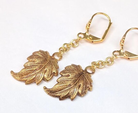 Rustic Gold Detailed Tropical Leaf Earrings | Etsy