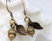 Acorn And Leaf Charm Earrings