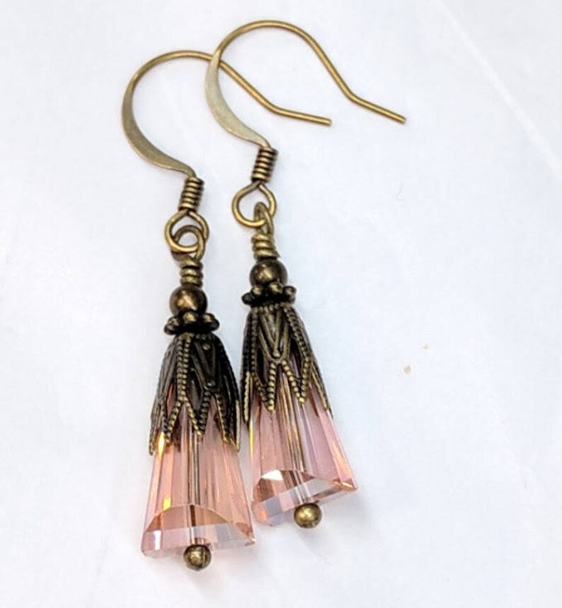 PEACH CRYSTAL EARRINGS Sparkly Dangle Drop Apricot Peach Etsy
