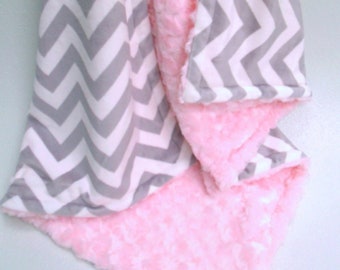 Crib Size, Last one, Hurry. In stock, Pink and Gray Chevron Blanket Pink Gray Swaddle Blanket, 223 stock