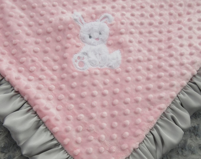 Personalized Baby Blanket Cream Ivory Swirl Minky Baby Blanket with Mint Green Dot Minky Back Standard