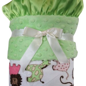 Personalized Minky Baby Blanket in Pink and Brown Jungle Woodland Print for Baby Girl, ske 10