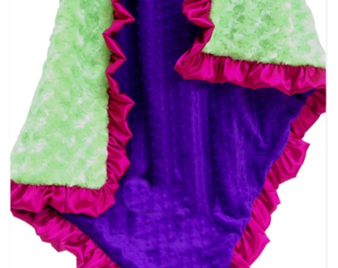 Bright Lime also for toddler or teens Purple and Hot Pink Baby Girl Blanket