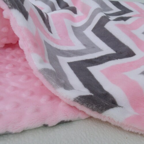 Minky Blanket Baby Blanket Chevron Blanket Grey and Orange Etsy