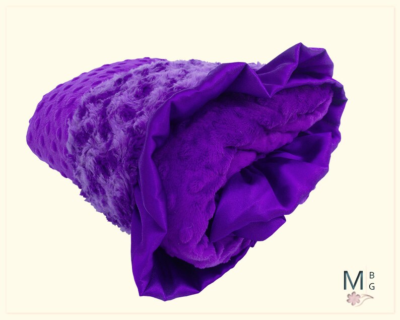 Rose Swirl and Minky Dot Baby Blanket, Purple Minky Baby Blanket Orchid Minky baby Blanket