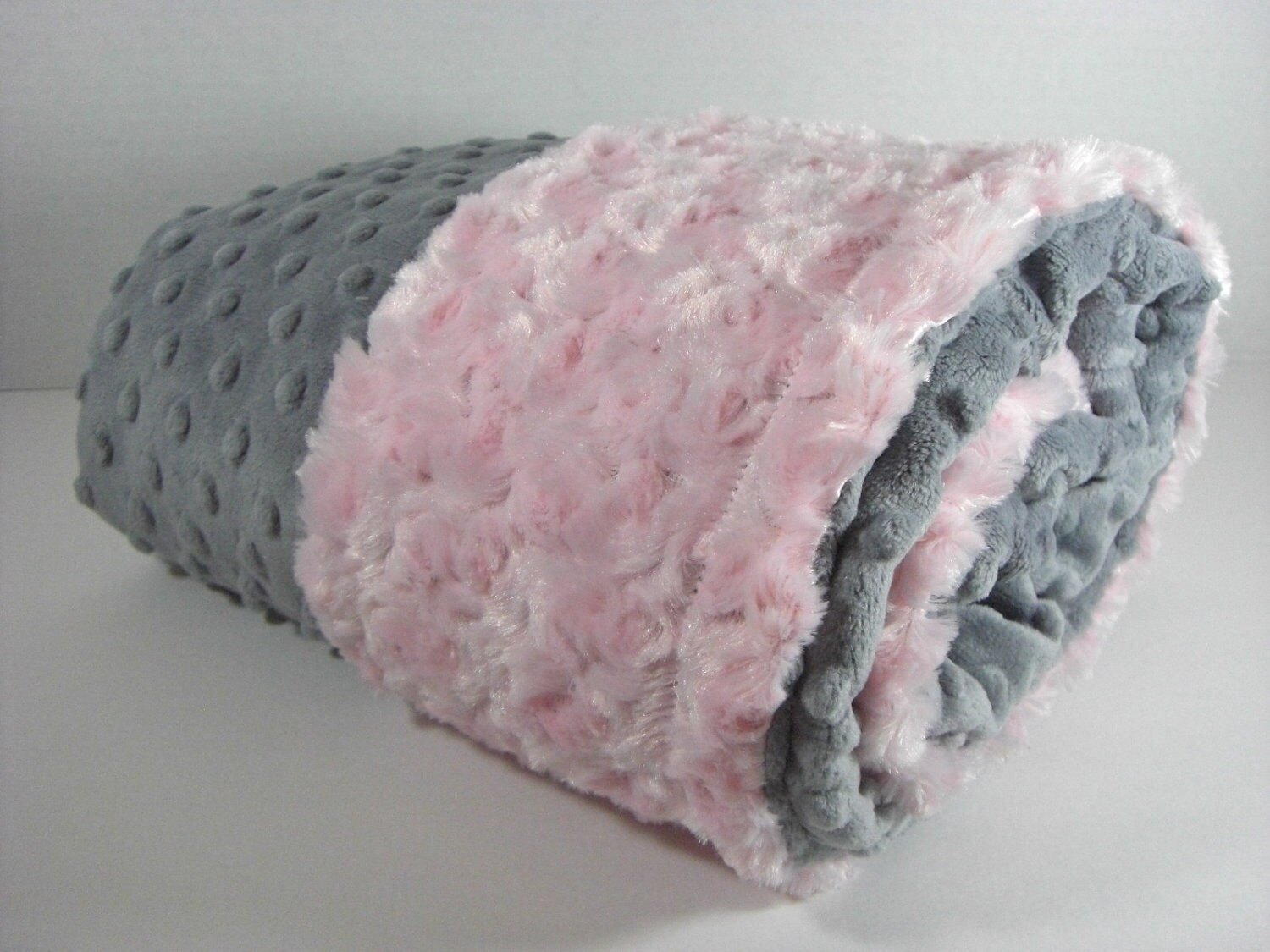 Light Pink and Gray Minky Dot Baby Blanket Charcoal Gray and Etsy