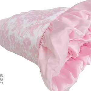 Personalized Pink Damask Minky Blanket for a Baby Girl, choose coordinating minky, ske 230 image 2