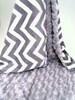 Personalized Minky Baby Blanket in Gray Chevron with Silver Minky Rose Swirl 