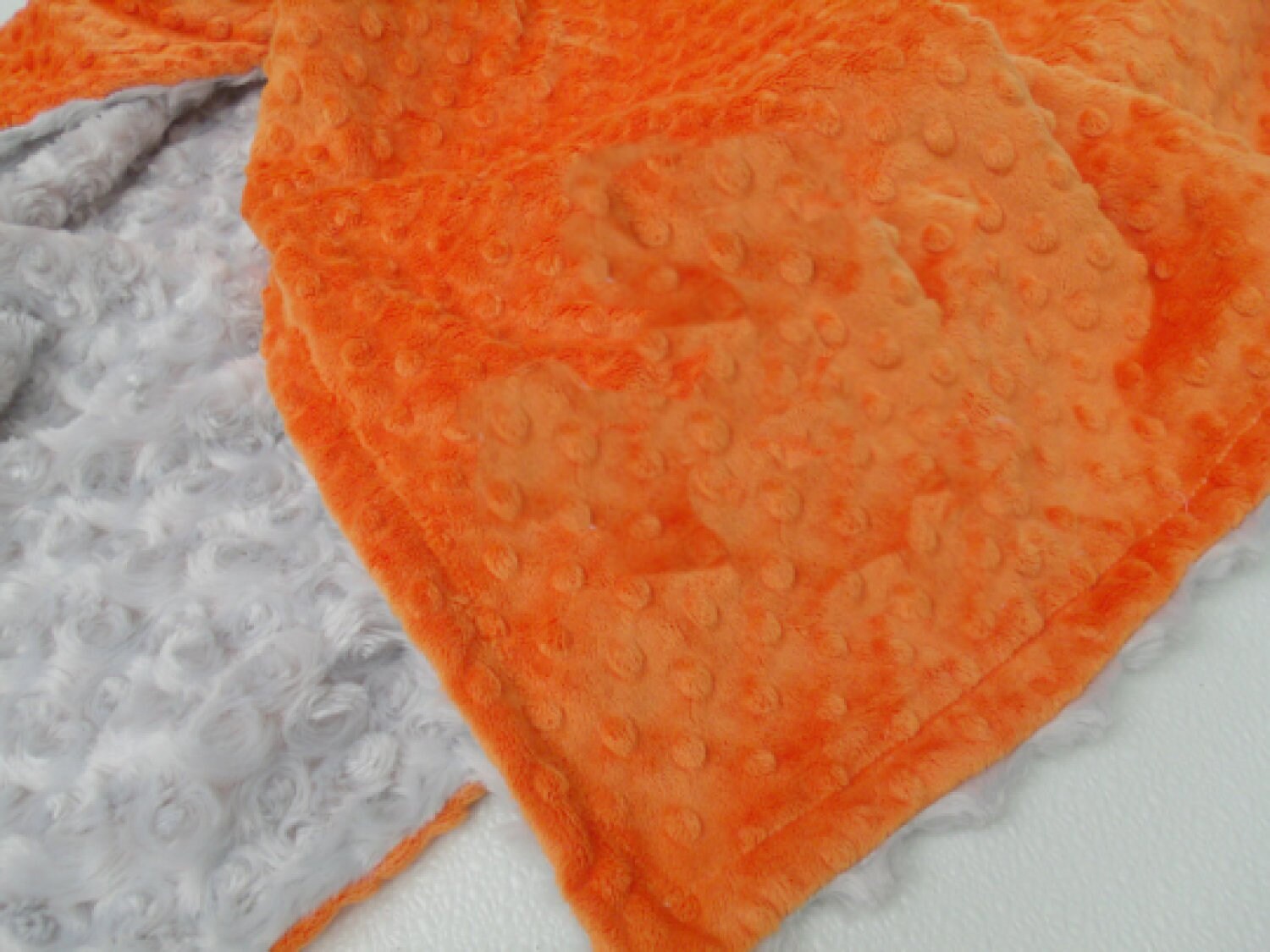 Gray And Orange Minky Baby Blanket For Boy Three Sizes Etsy