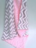 Personalized  Pink and Gray Chevron Blanket Pink Gray Swaddle Blanket 