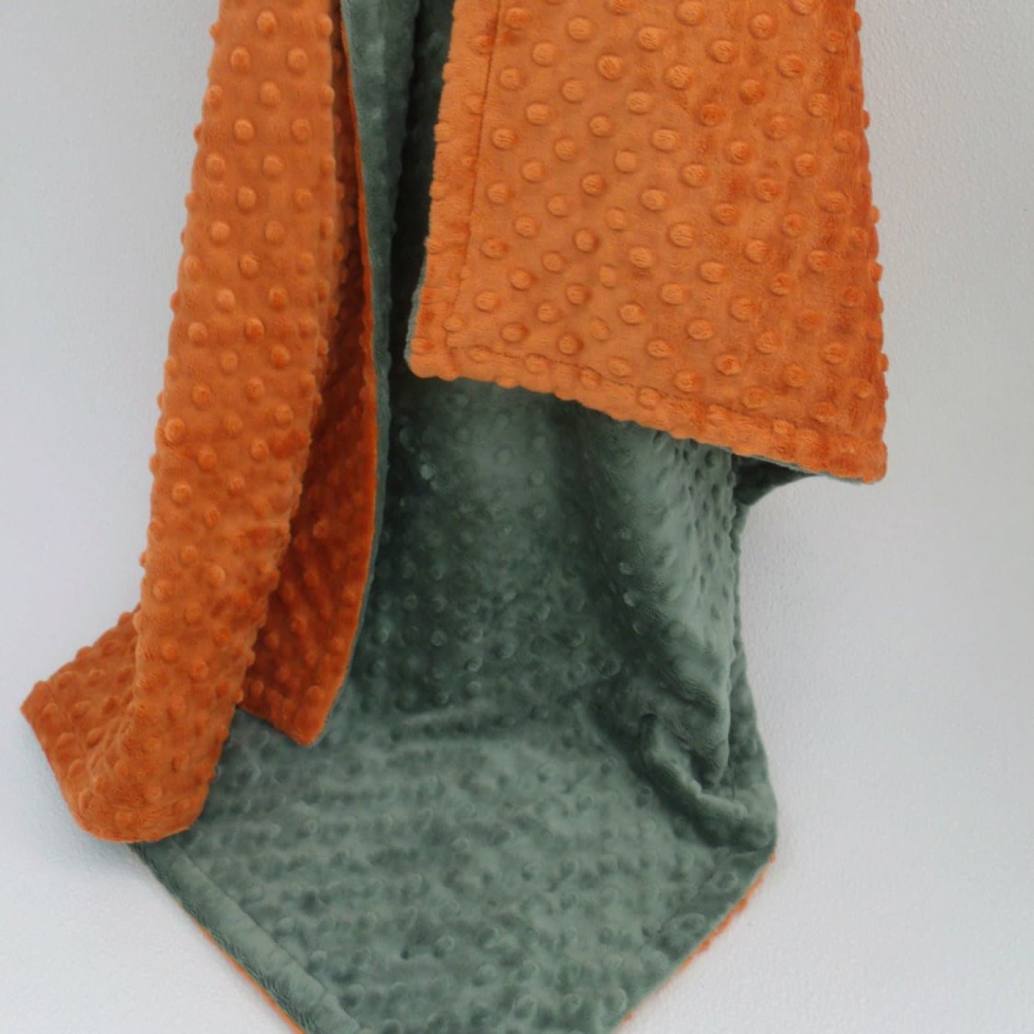 Burnt Orange and Olive Green Dot Minky Baby Blanket for boy Etsy