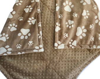 Personalized  Minky Pet Blanket in Brown and Cream Biscuit, You Choose Coordinating Secondary Color