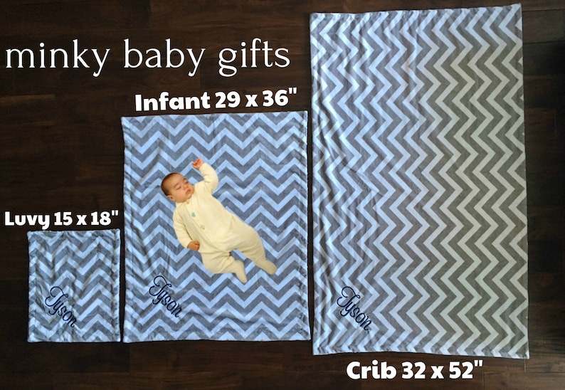 Grey Chevron and Purple Minky baby Blanket
