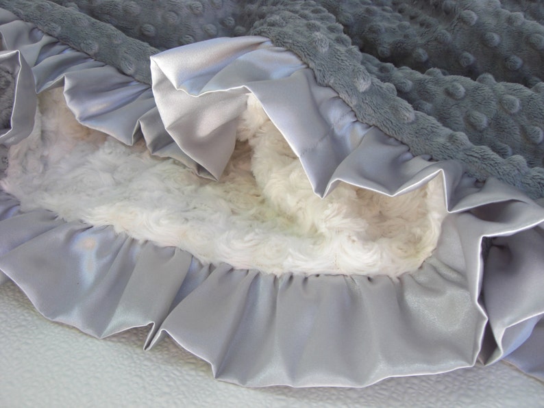 Charcoal Gray and Cream Minky Baby Blanket 3 Sizes Etsy