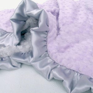 Personalized Lavender and Silver Gray Minky Baby Blanket - Gray Swirl Minky, Baby Girl Blanket