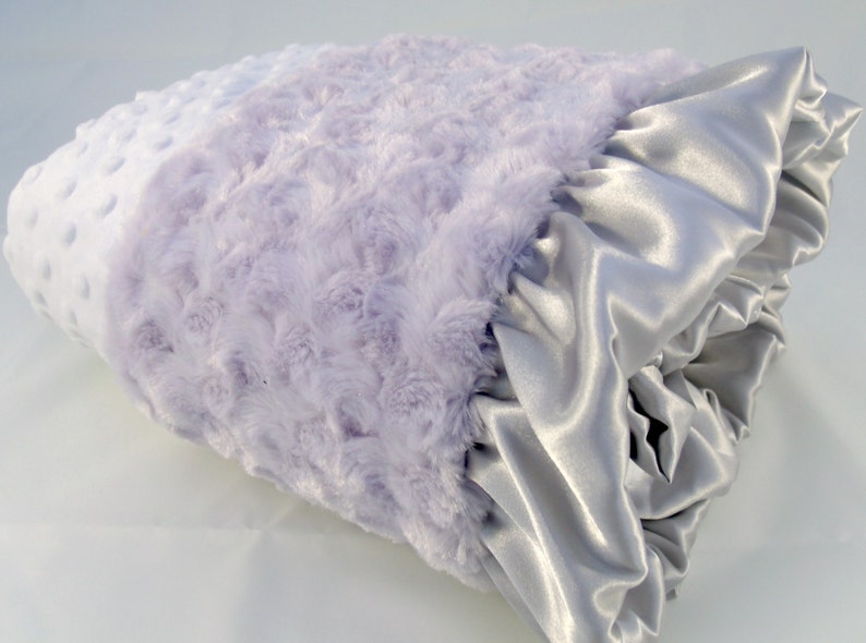 Lavender Gray and White Minky Baby Blanket Baby Girl Blanket Etsy