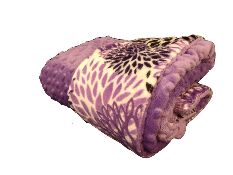 Purple Floral Minky Baby Blanket Violet Baby Girl Gift Etsy