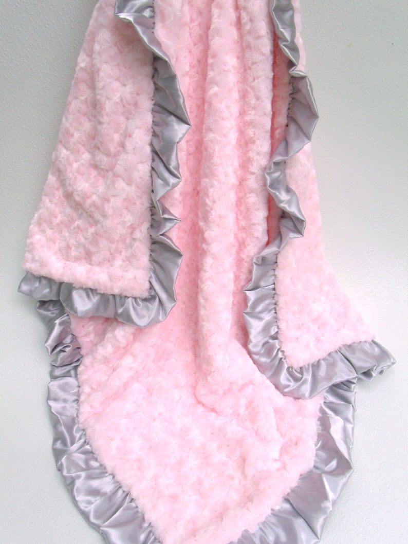 Personalized Minky Baby Blanket Rose Swirl Blanket Pink Etsy