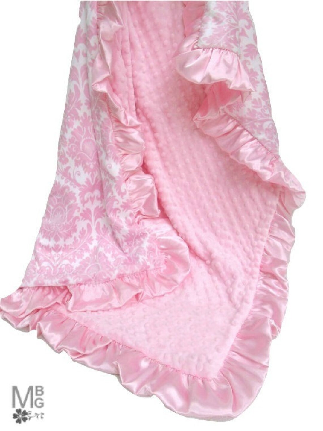 Personalized Pink Damask Minky Blanket for a Baby Girl, Choose ...
