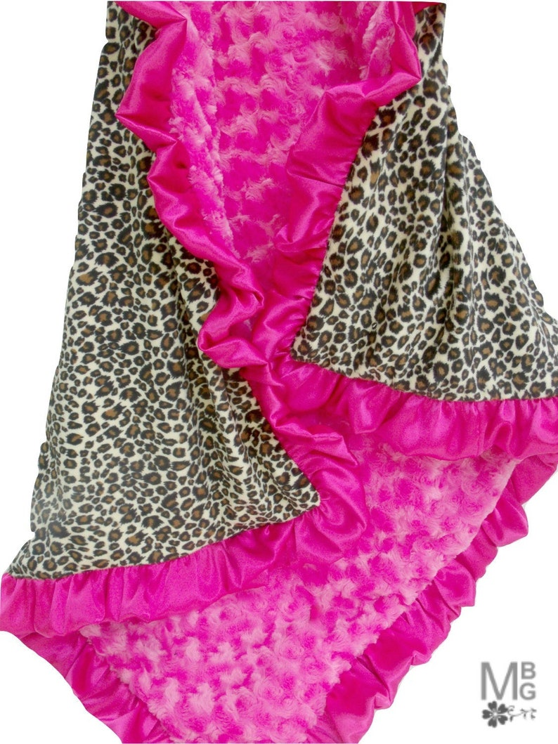 Minky Baby Blanket in Pink Leopard Animal Print Cheetah Etsy