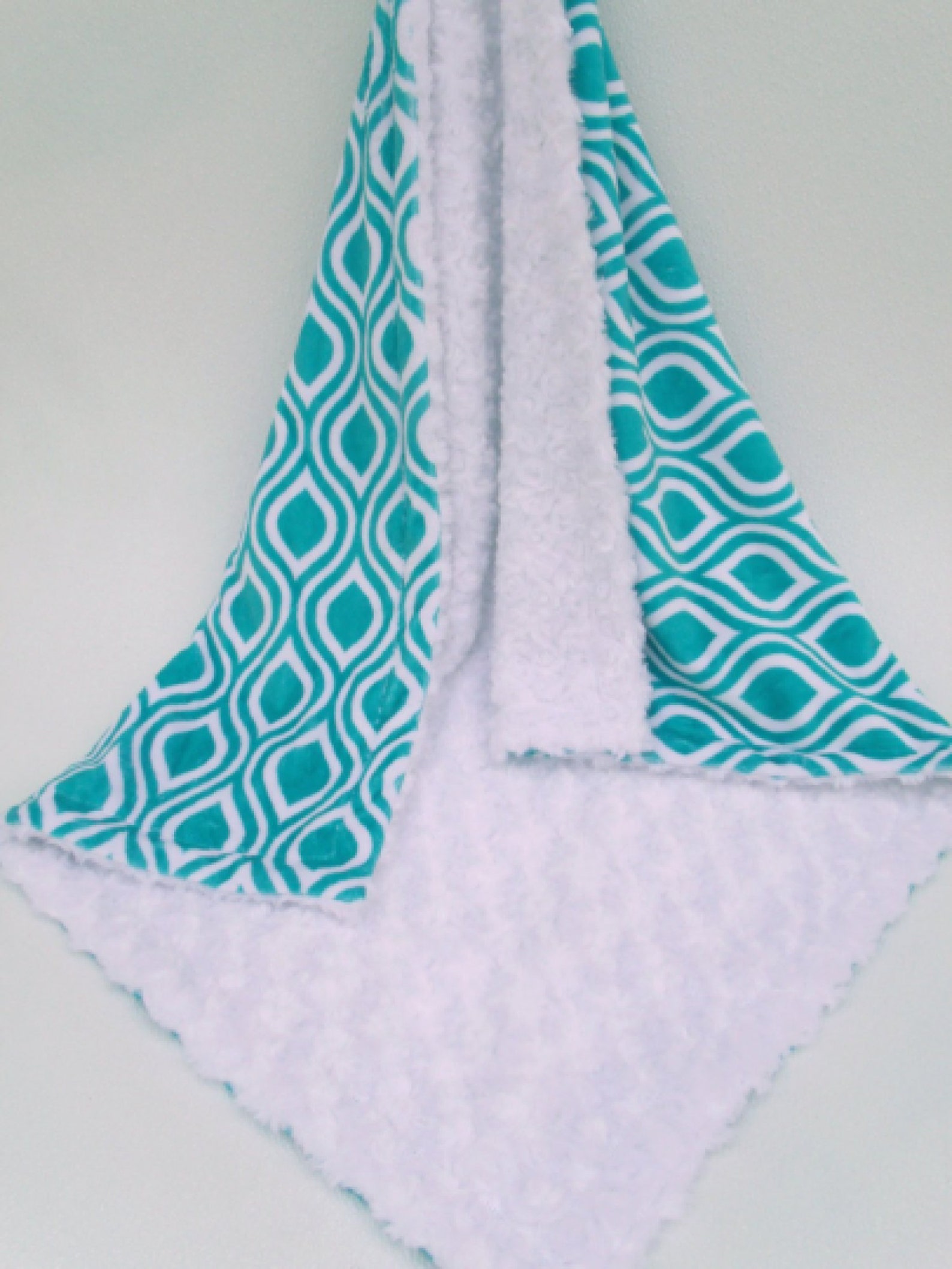 Geometric Teal Minky Baby Blanket Aqua Turquoise Baby Blanket Etsy