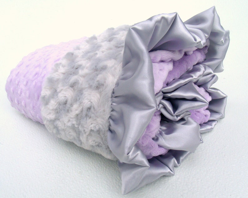 Lavender and Silver Gray Minky Baby Blanket Silver Swirl Etsy